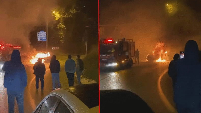 Bursa’da seyir halindeki otomobil alev alev yandı