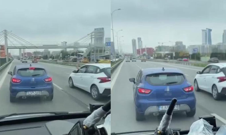 Sol şeritte ambulansa yol vermedi