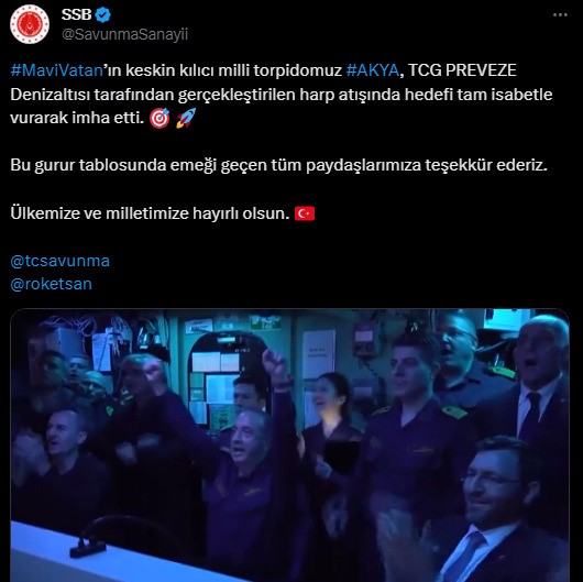 Milli torpido ‘AKYA’ hedefi 12’den vurdu