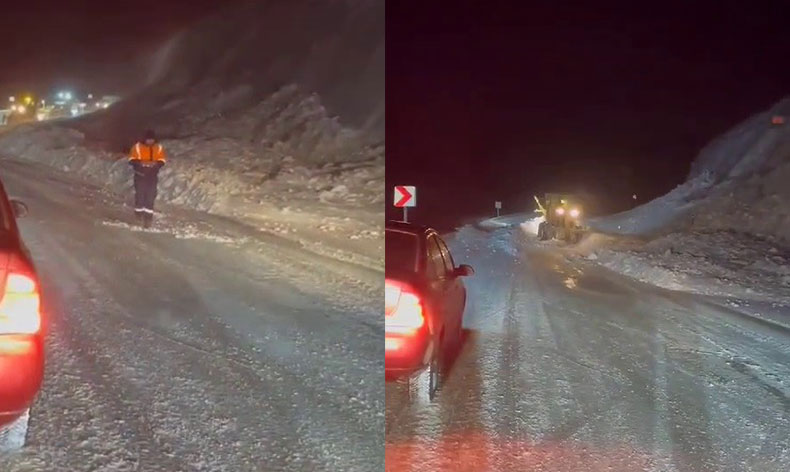 Erzurum’da karayoluna çığ düştü