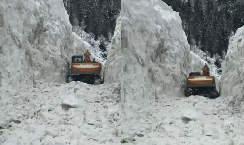 5 metreyi aşan karı yararak köy yolunu ulaşıma açtılar
