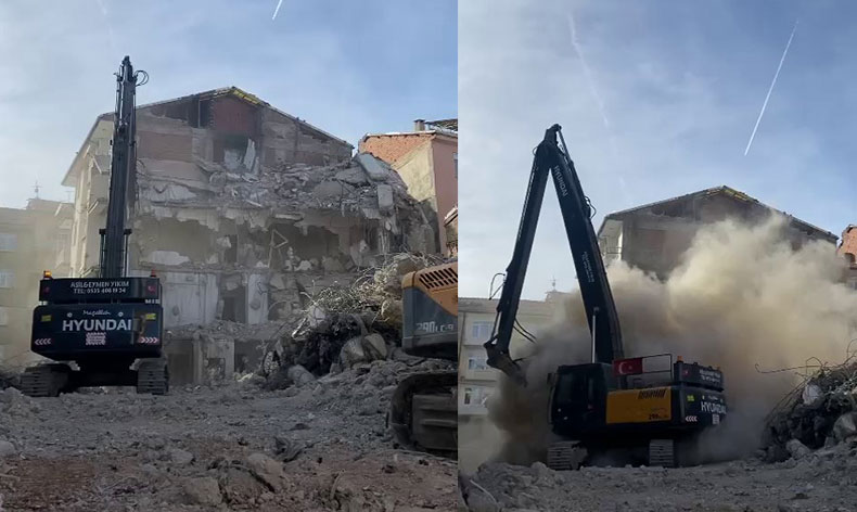 Elazığ’da ağır hasarlı binaların yıkımı sürüyor