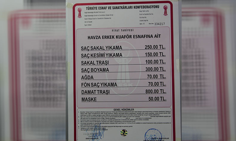 Havza’da berber ücretlerine zam