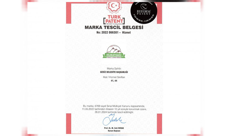 Murat Dağı Termal Kayak Merkezi marka tescil belgesi alındı