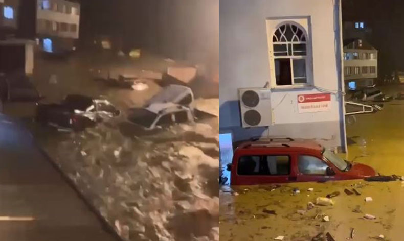Borçka’da selin gelişi kameraya böyle yansıdı
