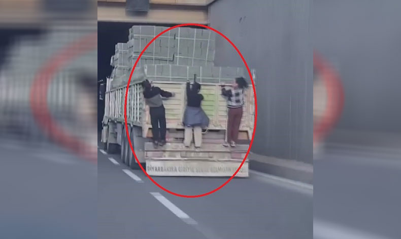3 kız çocuğunun tehlikeli oyunu kamerada