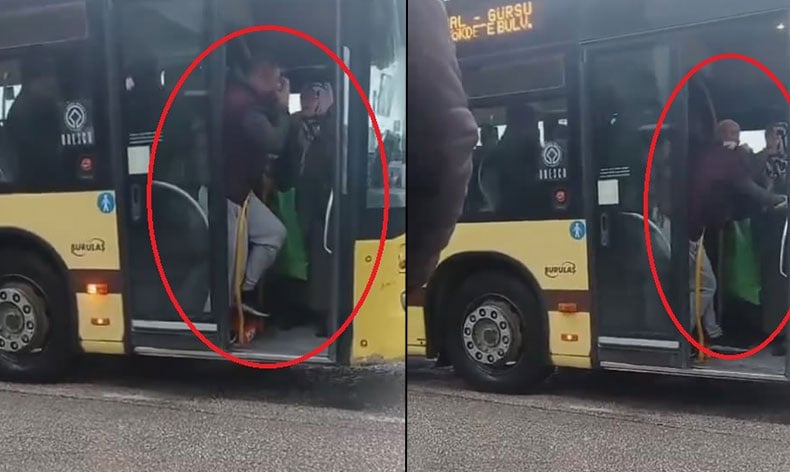 Yolcu dolu otobüsün içi bir anda ringe döndü