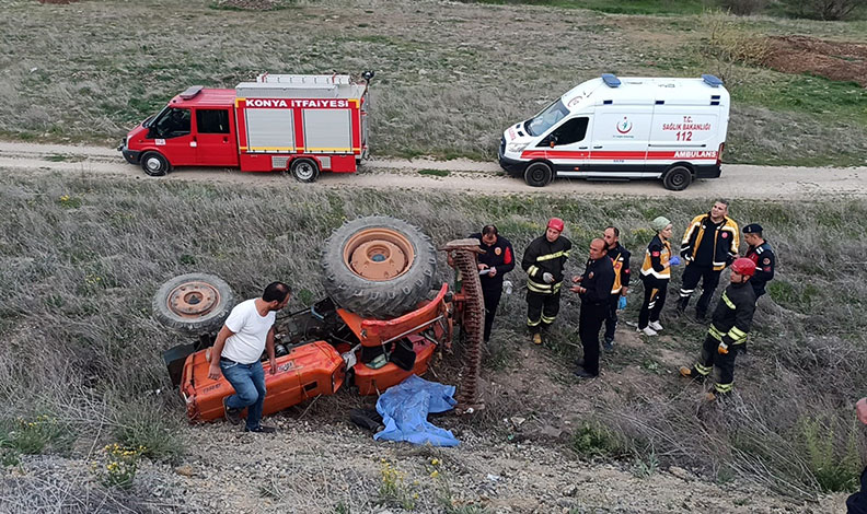 Şarampole devrilen traktörün altında kalan sürücü öldü