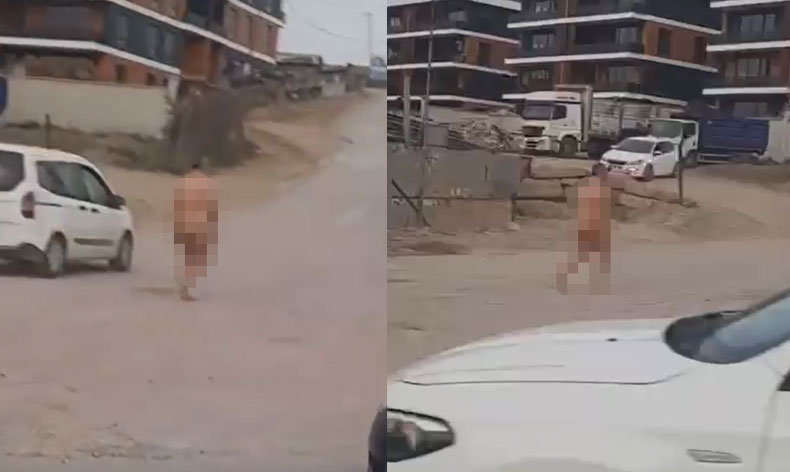 Sokakta çırılçıplak şekilde dolaştı