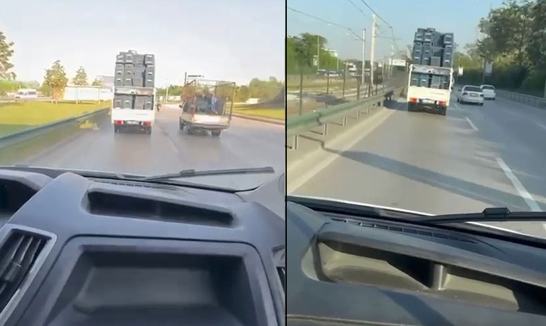 Bursa’da tehlikeli taşımacılık kamerada