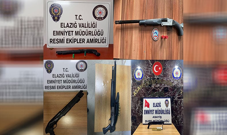 Elazığ’da 13 adet ruhsatsız silah ele geçirildi