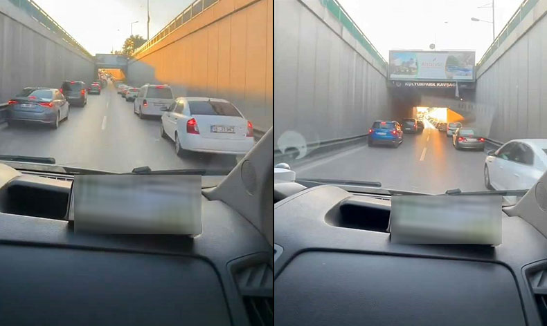 Ambulansa fermuar sistemi ile yol verdiler