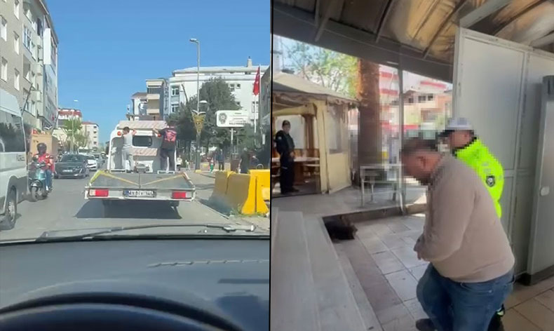 Pendik’te çekiciyle tehlikeli yolculuğa para cezası