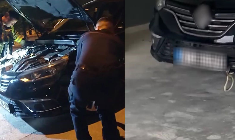 Otomobile giren yılan böyle çıktı