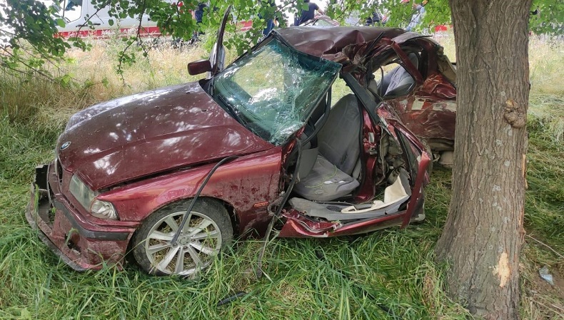 Adıyaman’da otomobil ağaca çarptı