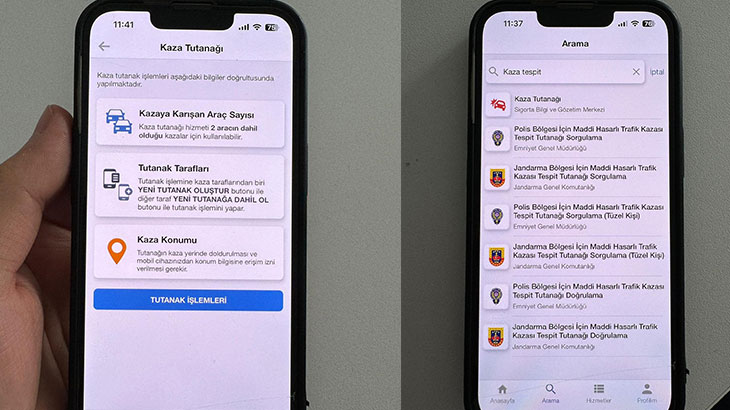 Kaza tespit tutanağı artık e-Devlet’te