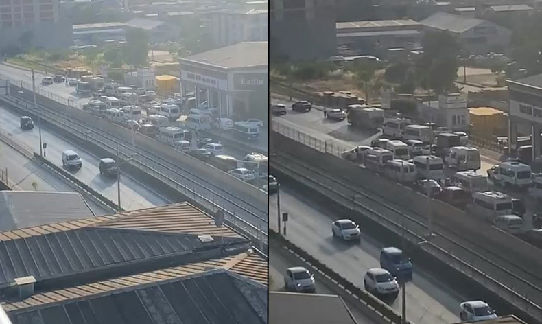 Yolu trafiğe kapattılar, metrelerce araç kuyruğu oluştu