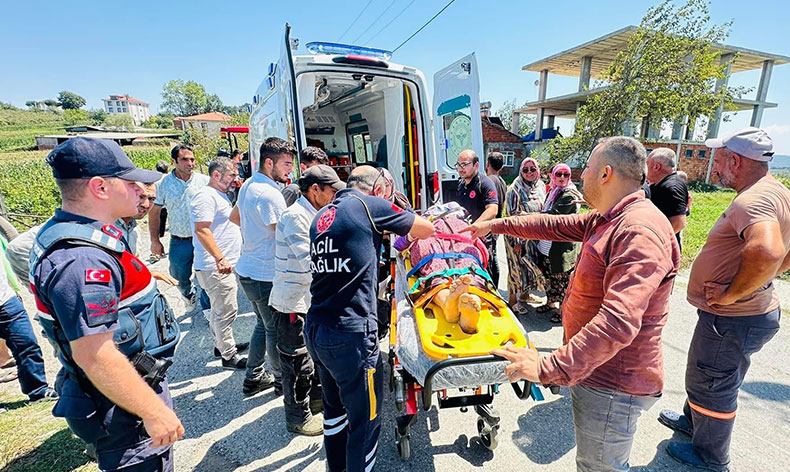Kontrolden çıkan traktör devrildi