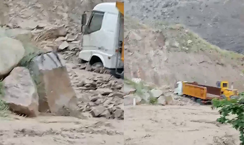 Sulama göleti barajının kapakları patladı, taş ocağı su altında kaldı