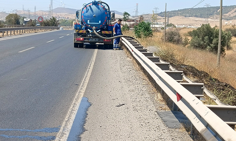 Yol kenarına atılan sigara izmariti yangına sebep oldu