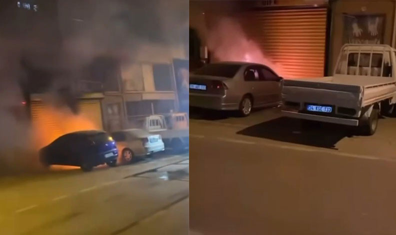 Bursa’da park halindeki otomobil alev aldı