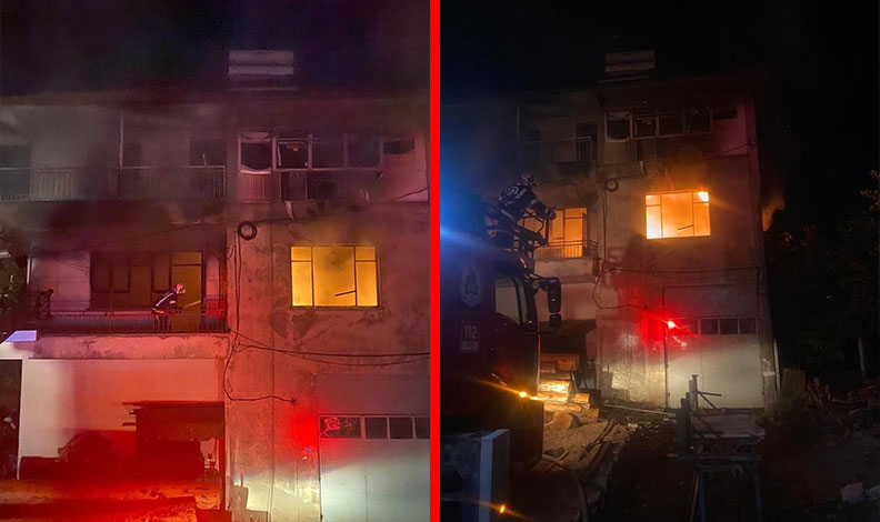 Denizli’de 3 katlı bina alev alev yandı