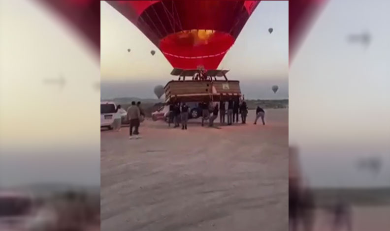 Sıcak hava balonu otomobille çarpıştı