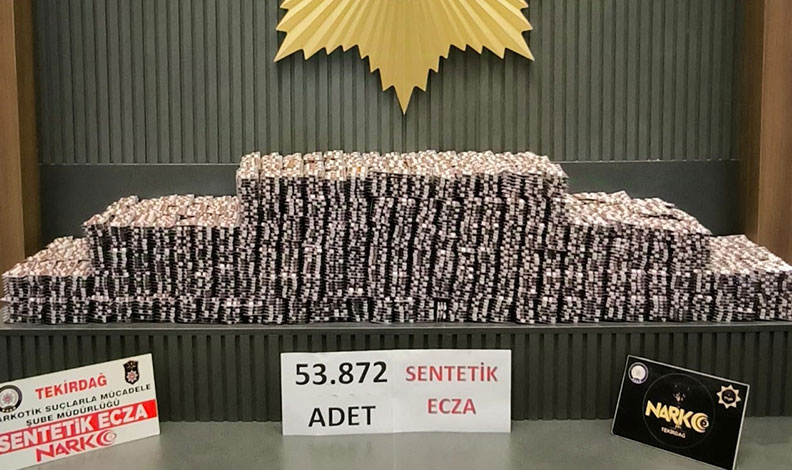 Tekirdağ’da 53 bin 872 adet sentetik ecza ele geçirildi
