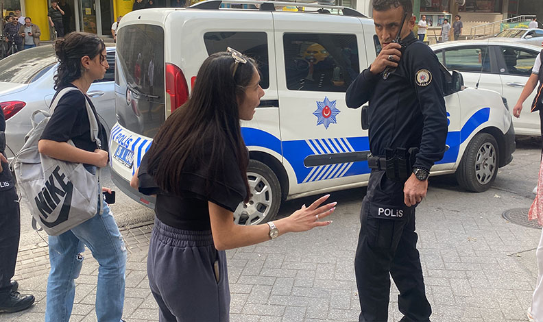 Eşi gözaltına alınan kadın çılgına döndü