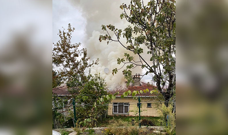Sakarya’da tek katlı evin çatısı alevlere teslim oldu