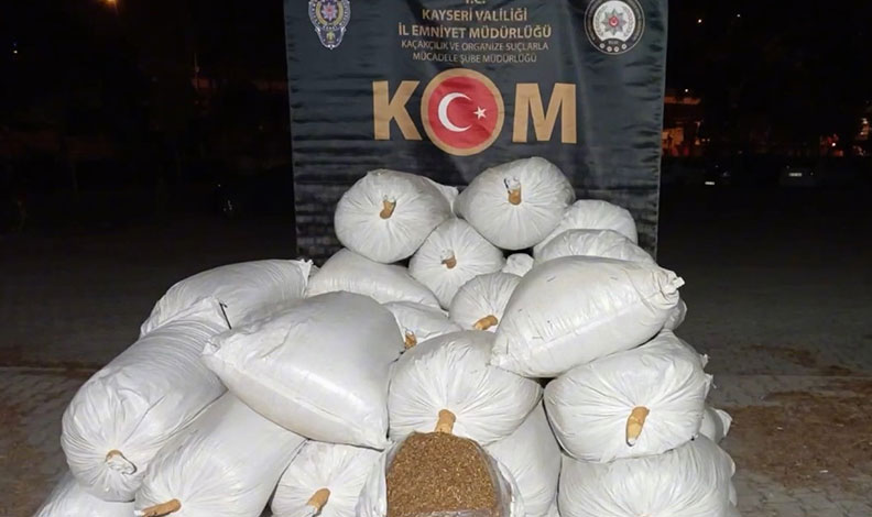 Kayseri’de 1 ton 760 kilo kaçak tütün ele geçirildi