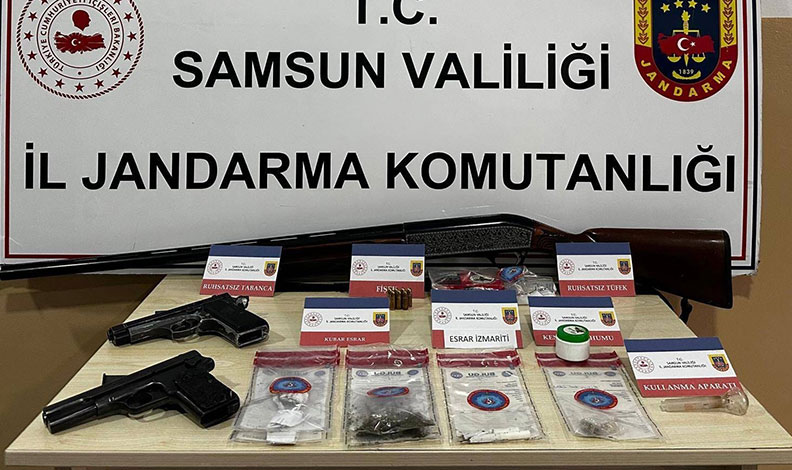 Jandarma ekipleri silah, mühimmat ve uyuşturucu madde ele geçirdi