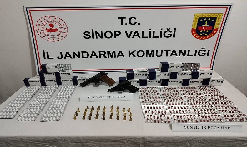 Uyuşturucu hap ve 3 tabanca ele geçirildi
