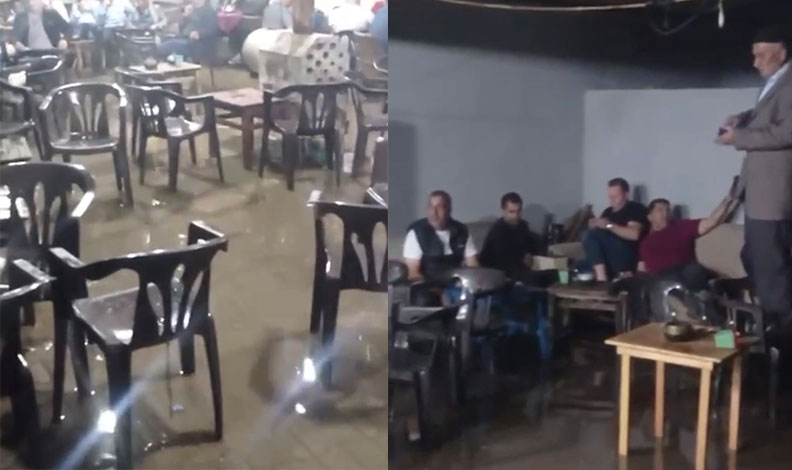 Bursa’da kahvehane sular altında kaldı, vatandaşlar oyuna devam etti