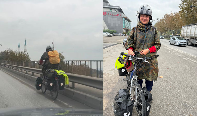 Berlin’den pedal çeviren genç Bursa’da mola verdi