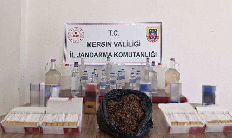 Mersin’de kaçak makaron ve sahte içki ele geçirildi
